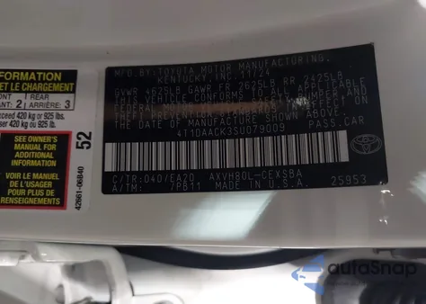 2025 Toyota Camry Se from USA, damaged, VIN 4T1DAACK3SU079009